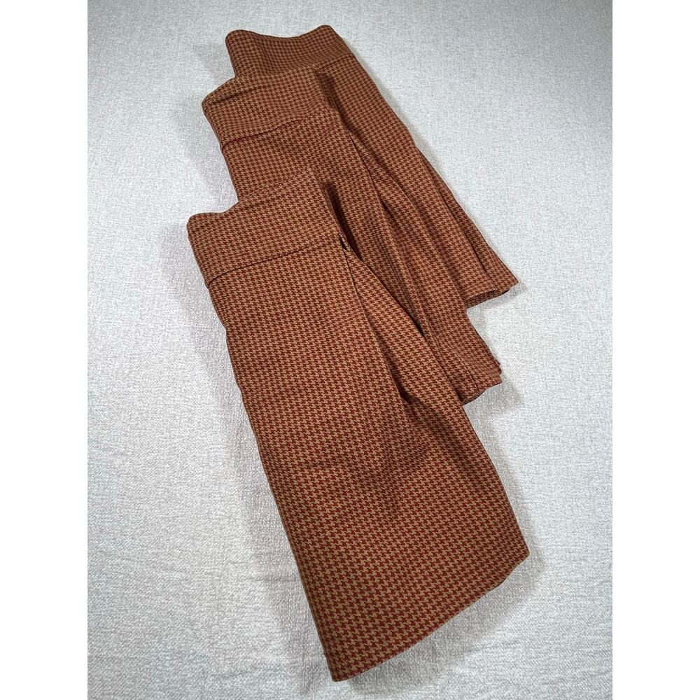 Peacock Alley Lot of 3 Red/Brown Houndstooth 100% Cotton King Bed Skirts w/ Pins